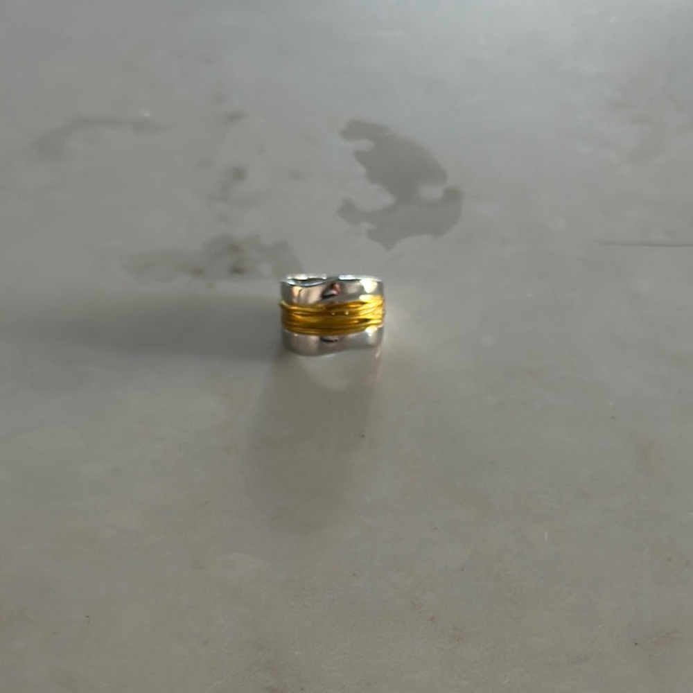 Silver and Gold Two-Tone Ring Size 6-7 – New